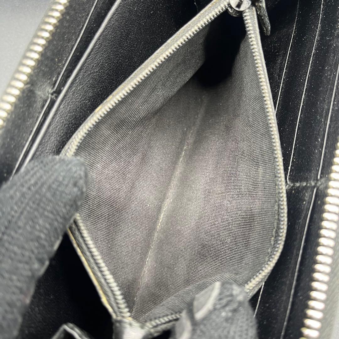 箱付き✨グッチ 長財布 ラウンドファスナー インプリメ メタリックGG柄 黒