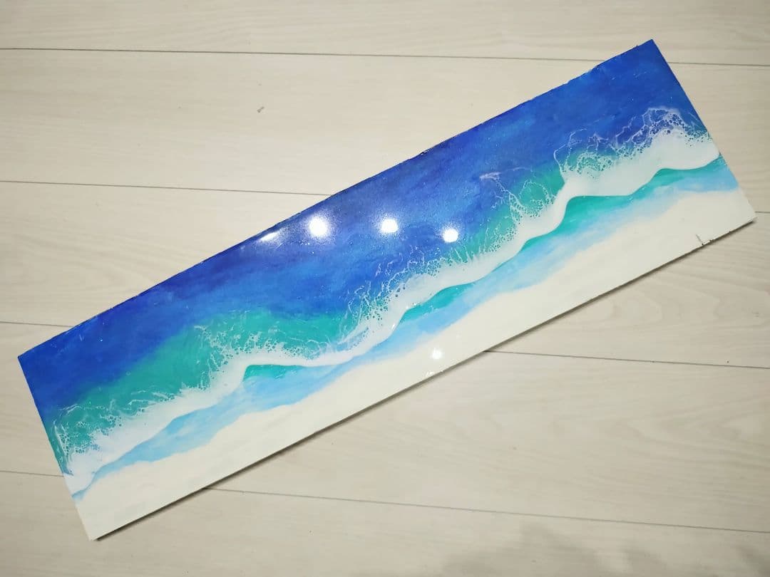 オーシャンレジン壁掛けボード　大きいサイズ　アート作品ハンドメイド　宮古ブルー