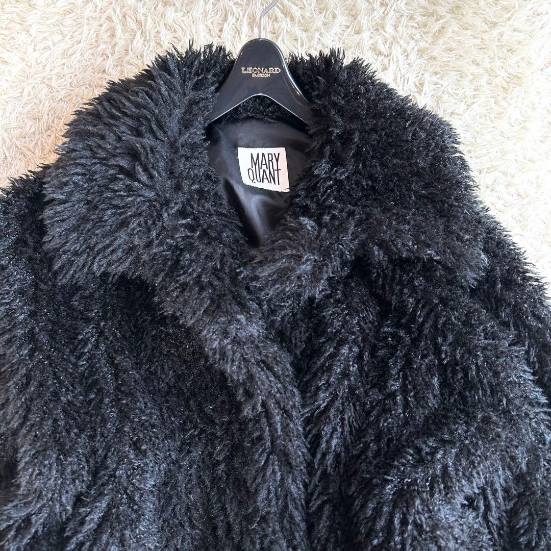 未使用級✨️マリークワント アーカイブ ファー コート ブラック 黒 シャギー