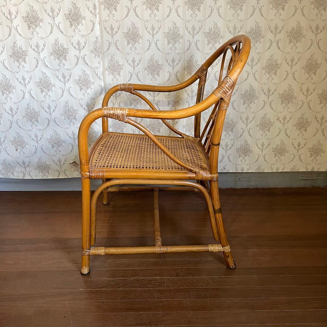 【アンティーク】② 籐 ラタンチェア アームチェア 椅子 古家具 古道具 古民家