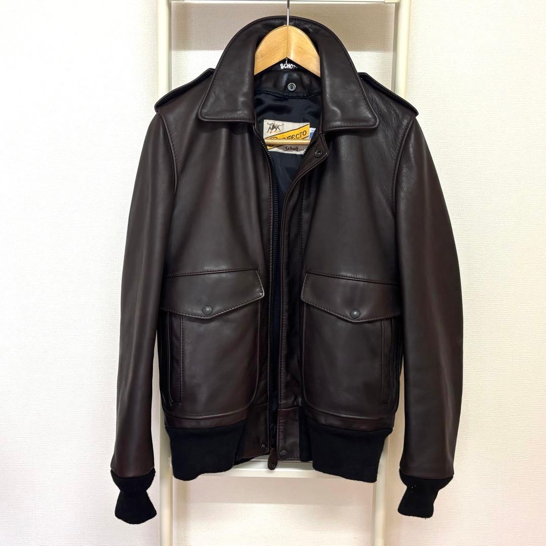 schott G-1 A-2 ダークブラウン　リアルレザー　36ロング　ケンコバ