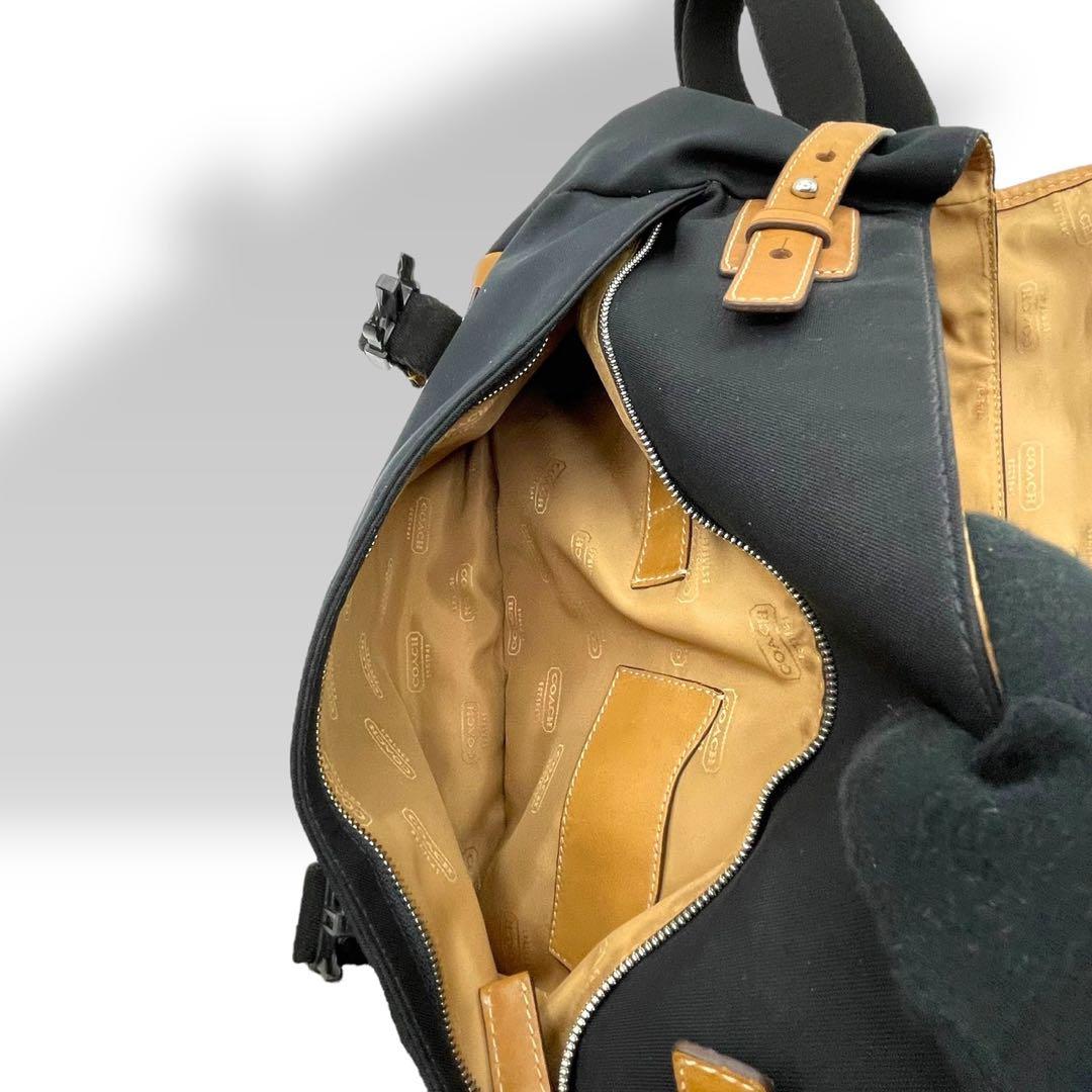 極美品　希少モデル　コーチ　メッセンジャーバッグ　キャンバス　レザー　黒