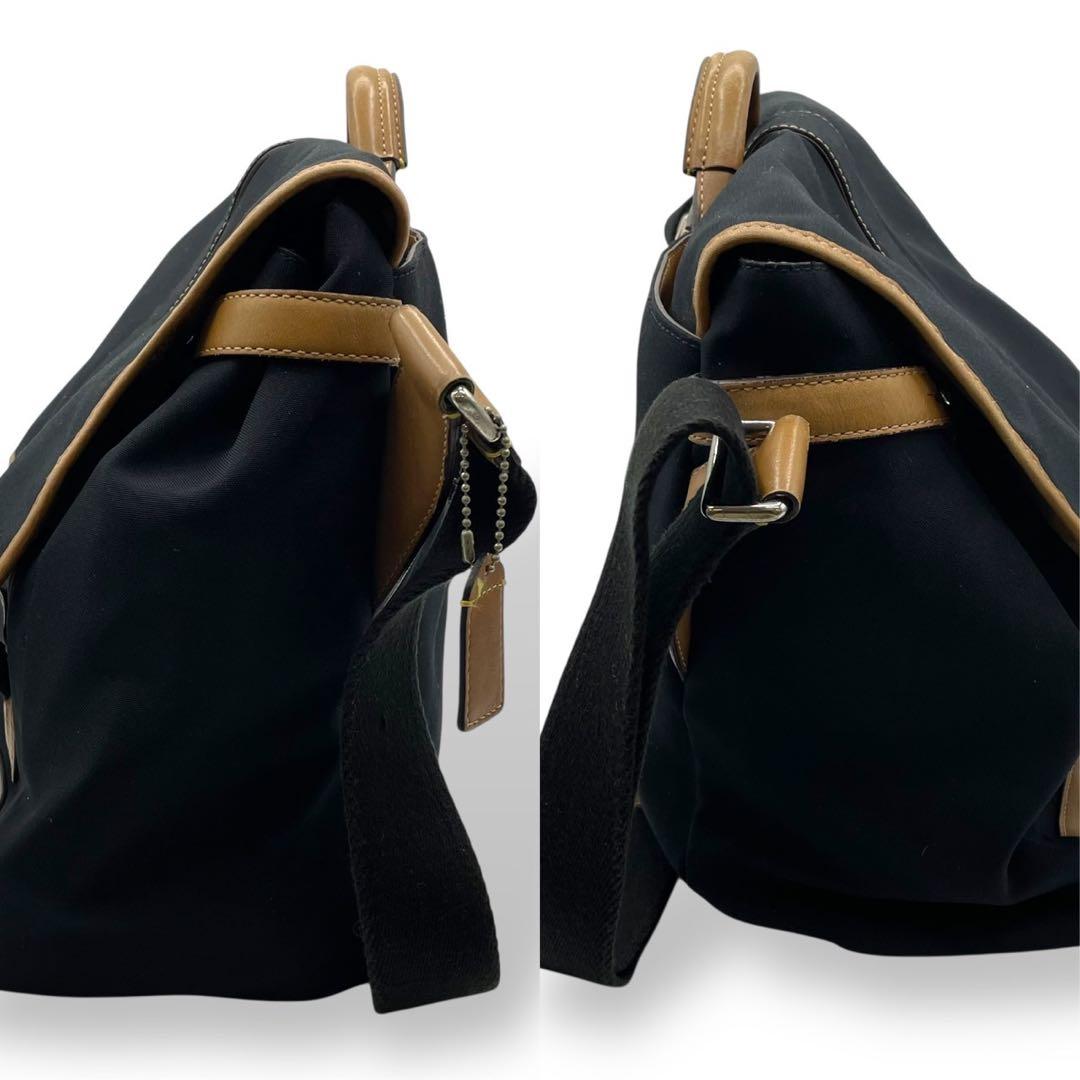 極美品　希少モデル　コーチ　メッセンジャーバッグ　キャンバス　レザー　黒