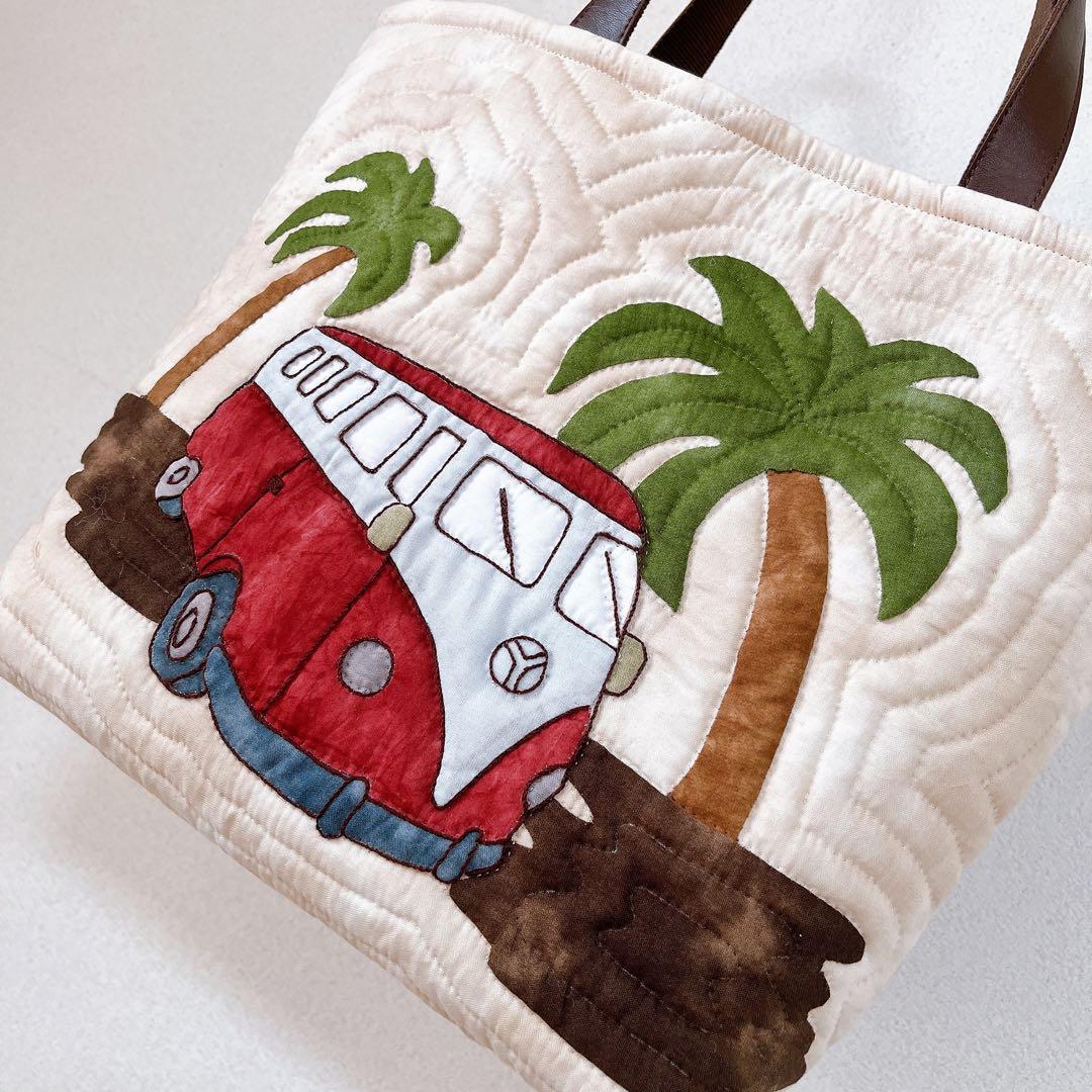 ハワイアンキルトバッグ、「もんちゃん様とお取引中」バス(レッド、オレンジ)