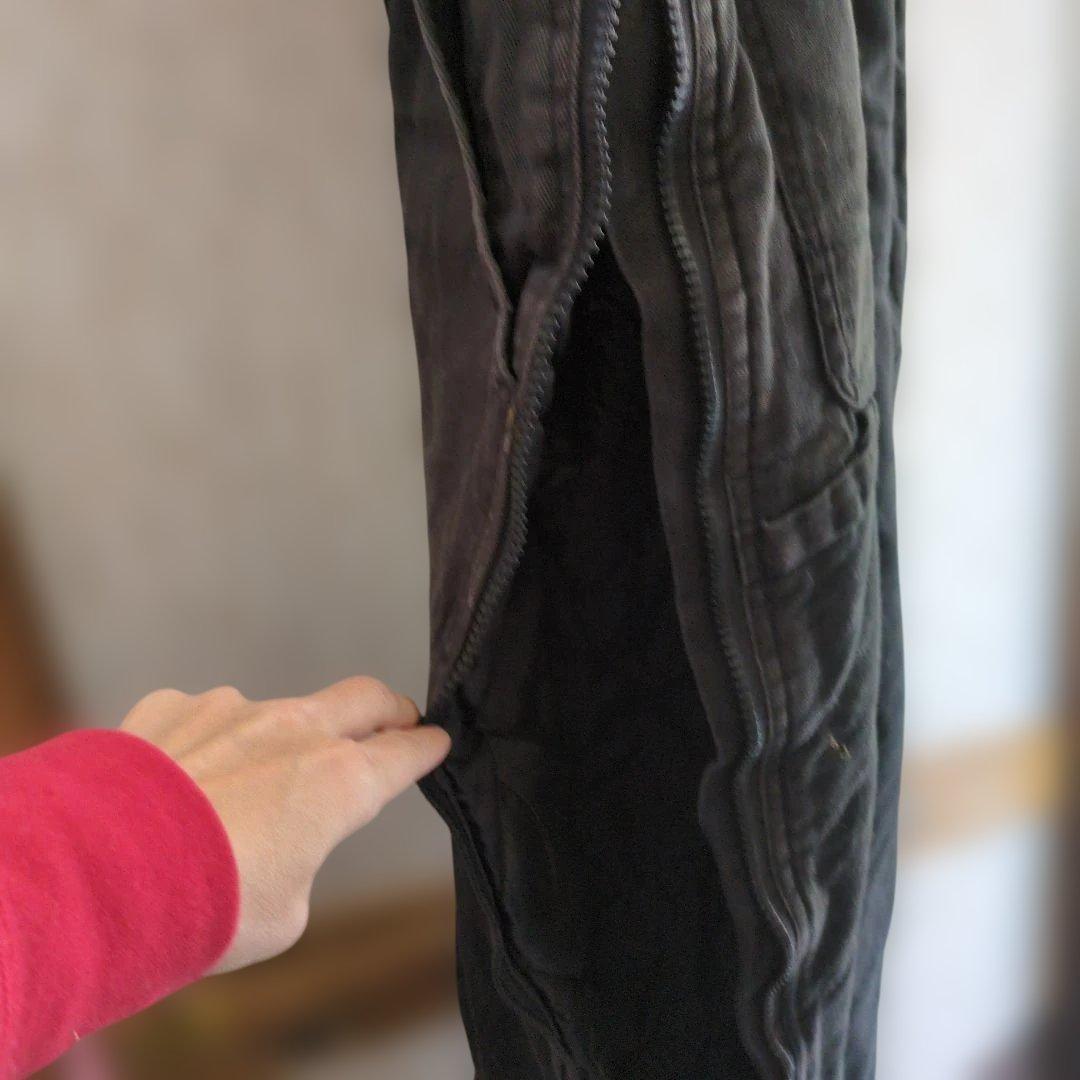 極寒対策に【RefrigiWear】中綿入り デニム オーバーオール 黒L　稀