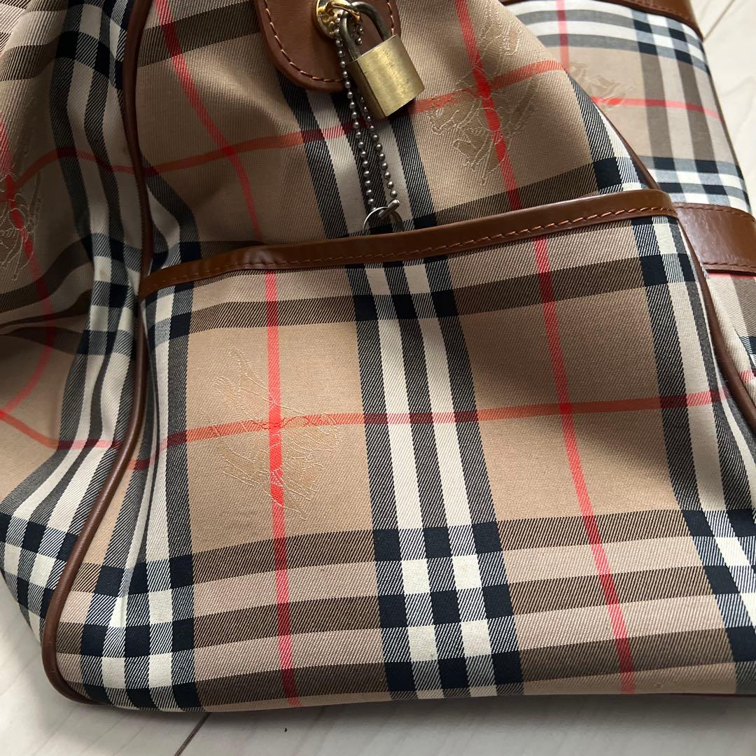 最終価格　Burberry チェック柄 ボストンバッグ 南京錠付き　ビンテージ