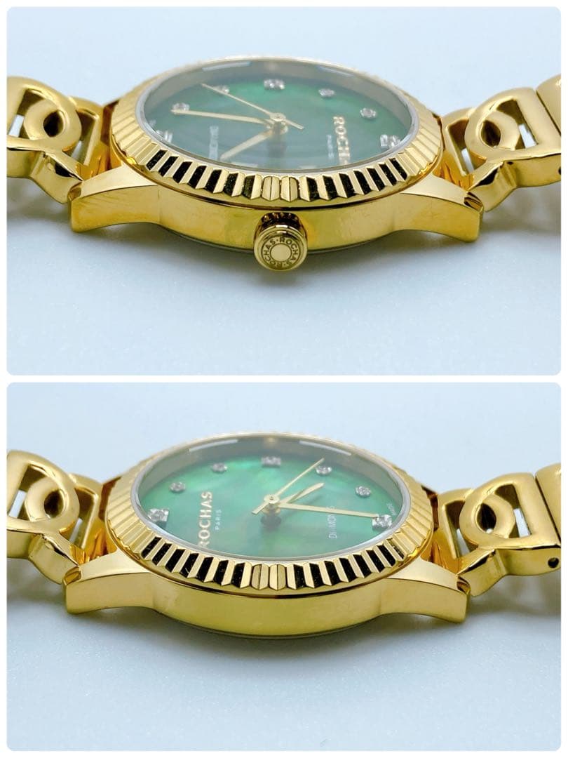 235ROCHAS ロシャス　ラウンド　ダイヤ　ゴールド　腕時計　美品