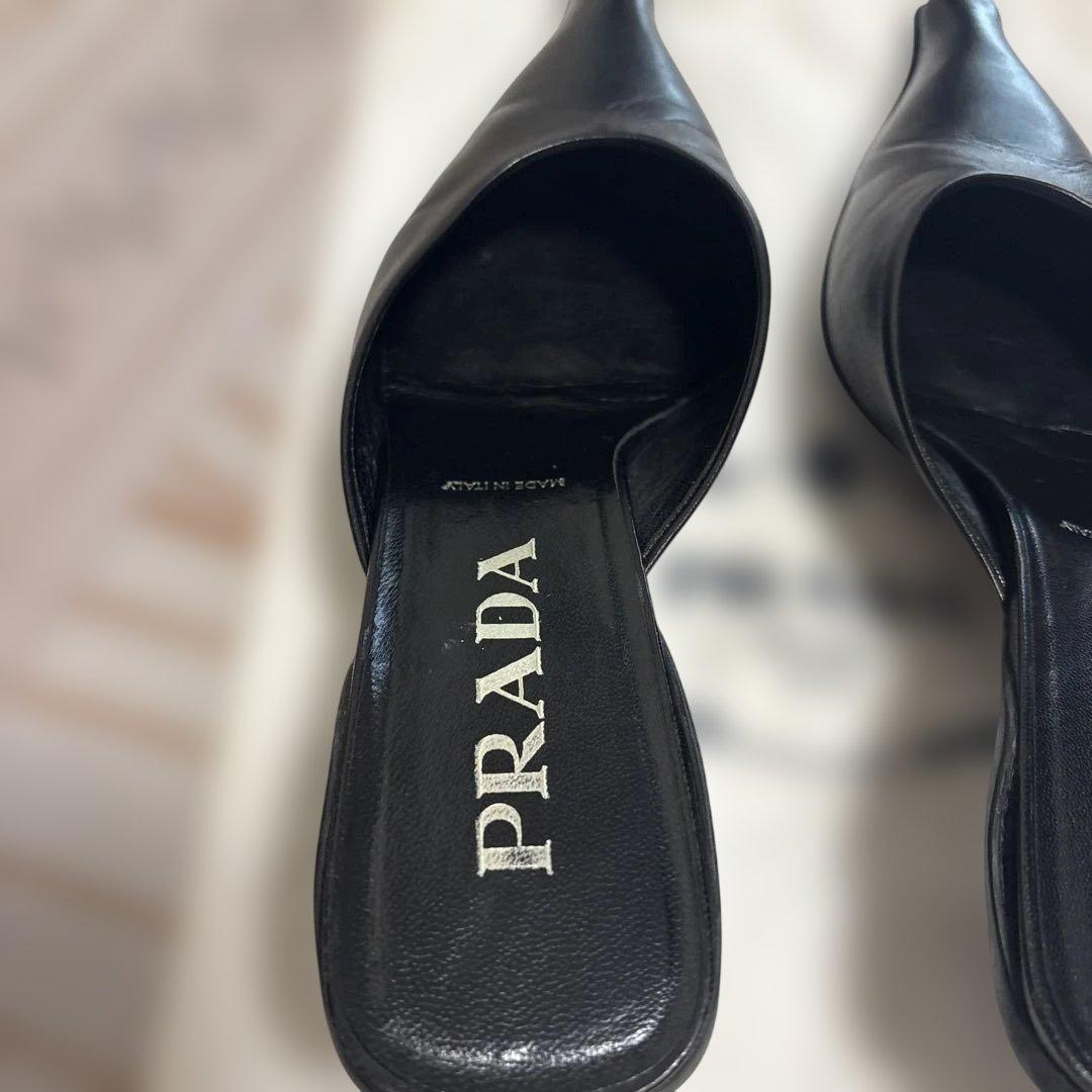 PRADA ブラックレザー ミュール 5cm