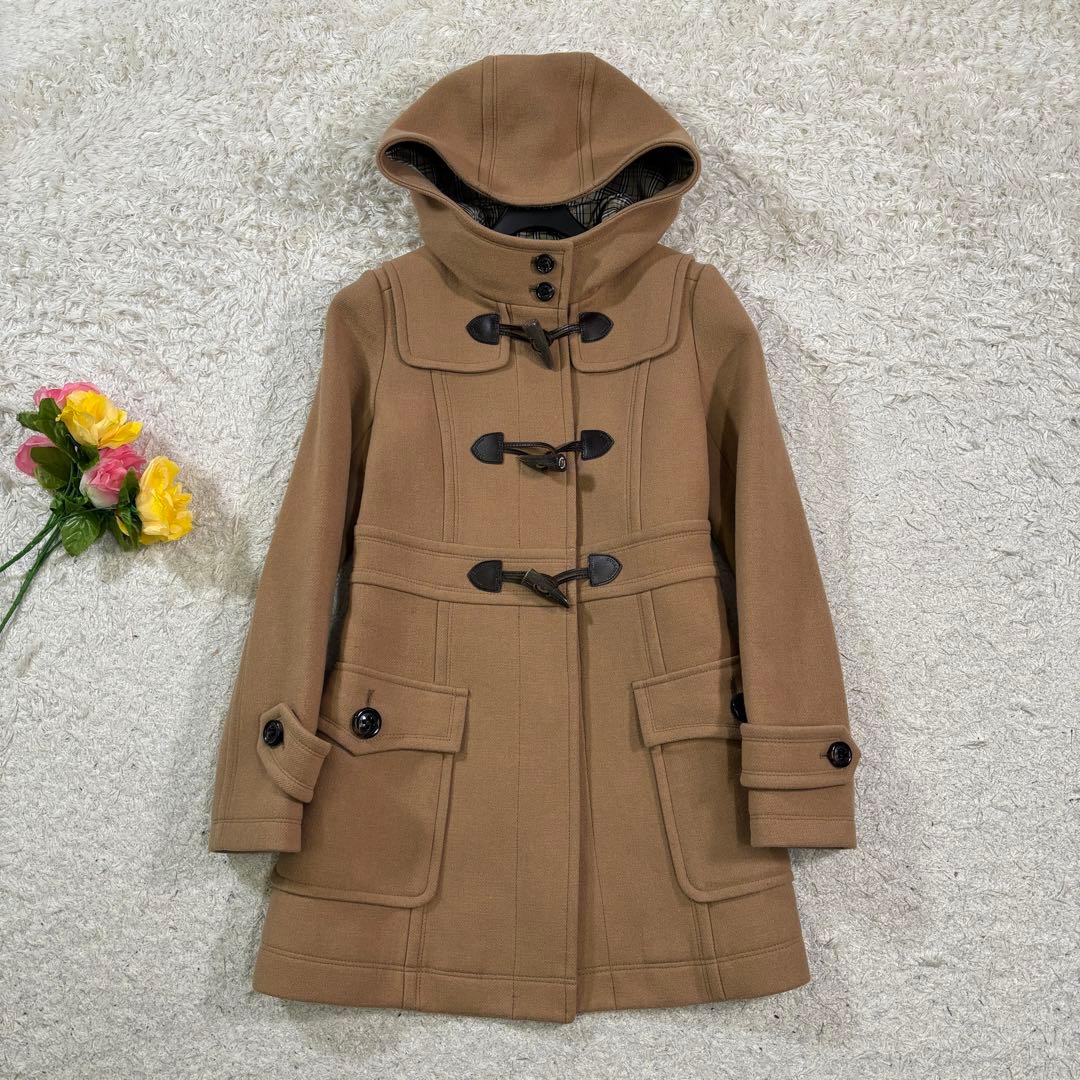 バーバリーロンドンブルーレーベル　ノバチェック　　トグル　ダッフルコート　38