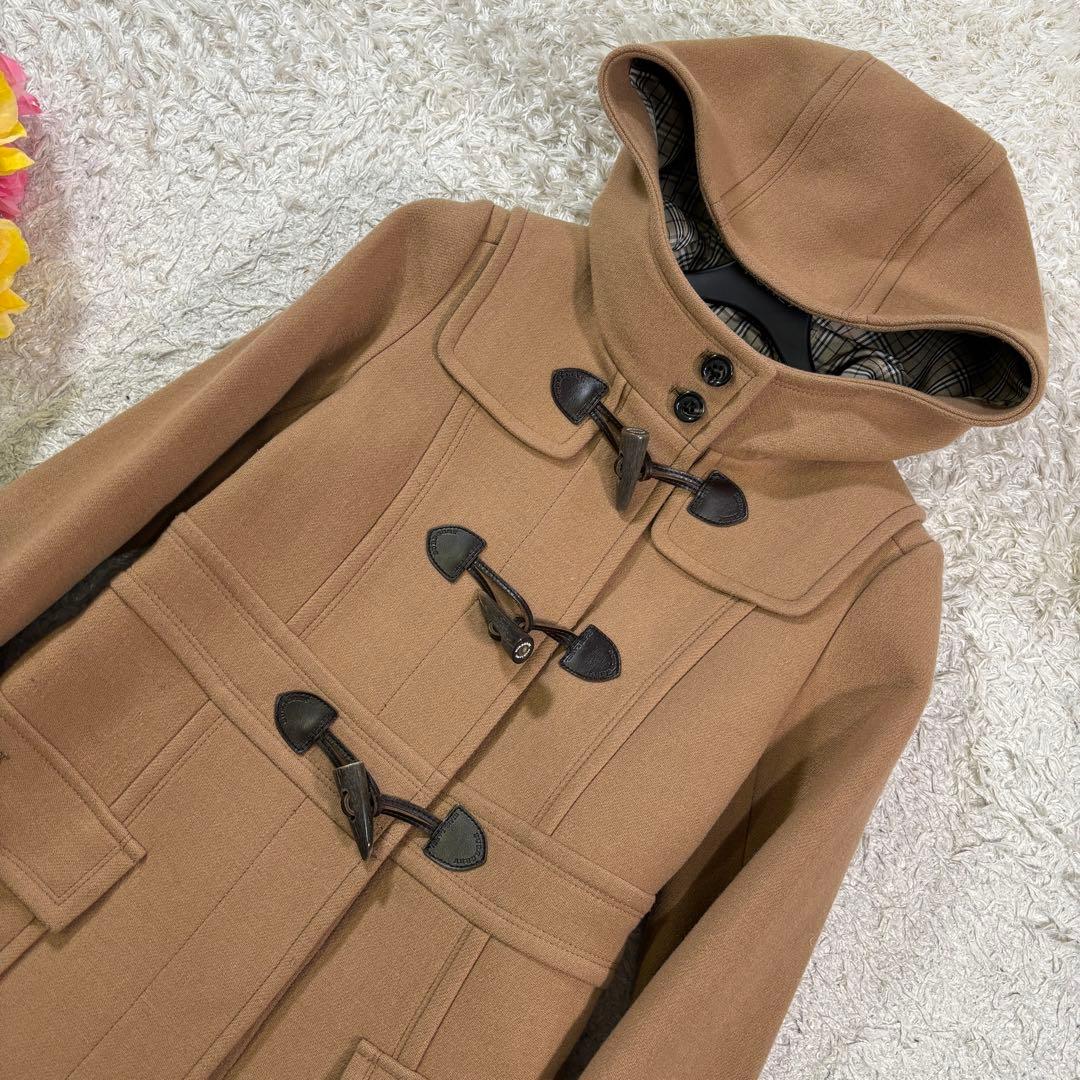 バーバリーロンドンブルーレーベル　ノバチェック　　トグル　ダッフルコート　38