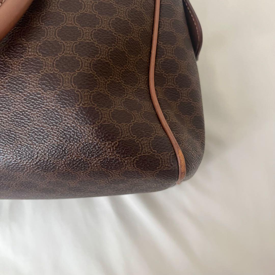 CELINE セリーヌマカダム柄 ボストンバッグ ヴィンテージ レザー・ブラウン