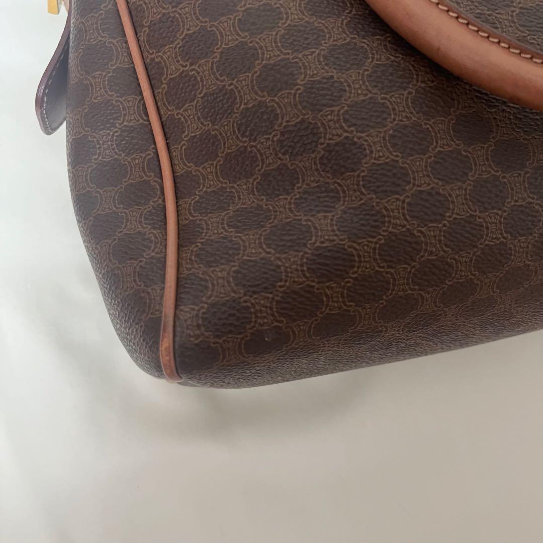 CELINE セリーヌマカダム柄 ボストンバッグ ヴィンテージ レザー・ブラウン