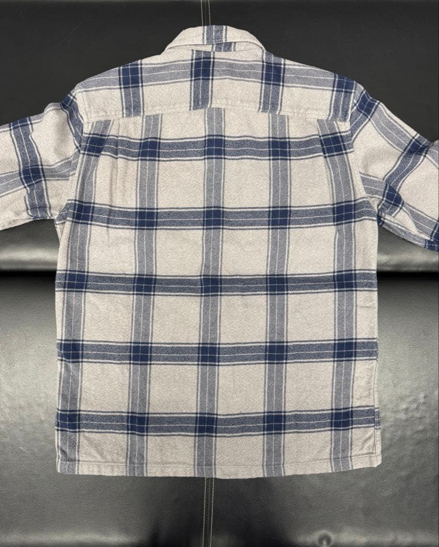 patagonia グレー/ネイビー M 厚めのネルシャツ オーガニックコットン