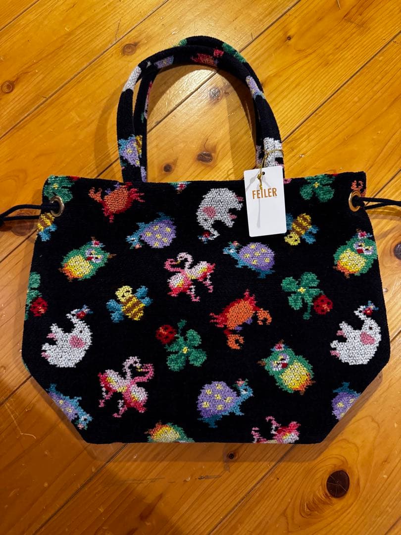 美容家　神崎恵×フェイラー　ファンキーフォーチュン巾着トートバッグ　ネイビー