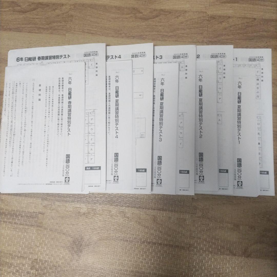 【最新版】日能研6年前期 育成テスト-春期講習-夏期講習フルセット