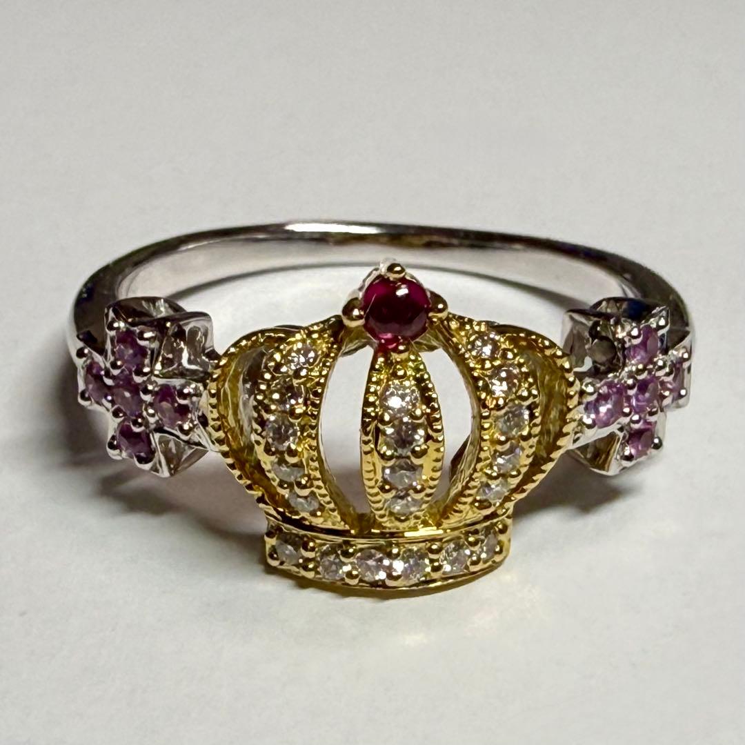 笠原真寿美 リング ダイヤモンド ルビー サファイア クラウンクロス K18