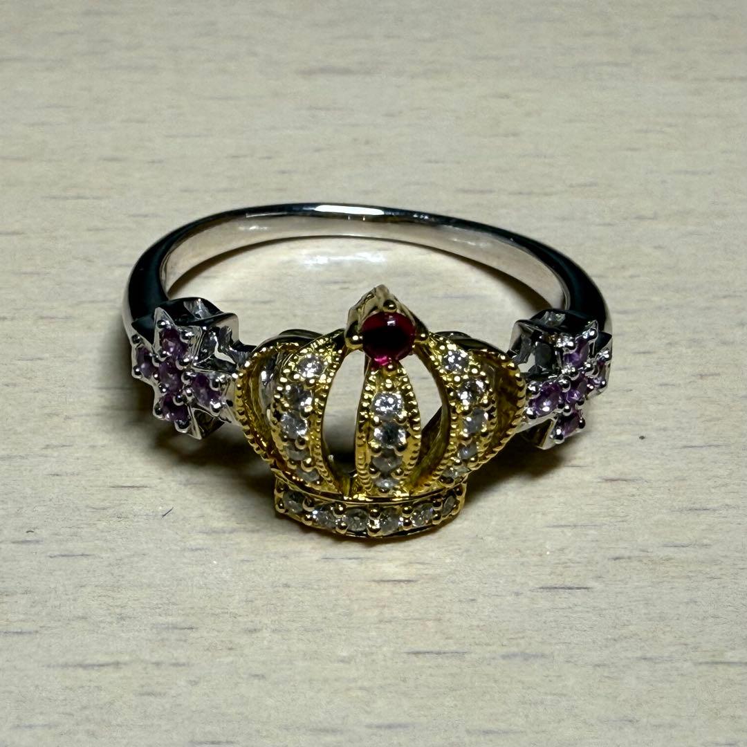 笠原真寿美 リング ダイヤモンド ルビー サファイア クラウンクロス K18