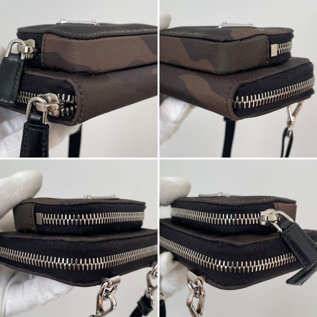 【未使用級】プラダ ショルダーストラップ 迷彩 三角ロゴ 黒 ナイロン