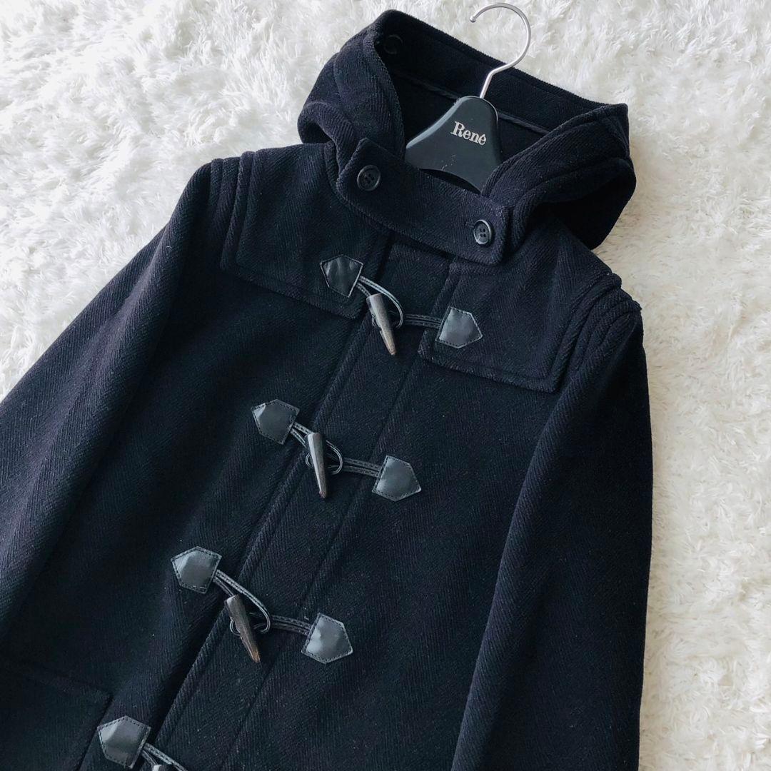 バーバリーロンドン ダッフルコート ヘリンボーン ロゴボタン ロング 紺 L