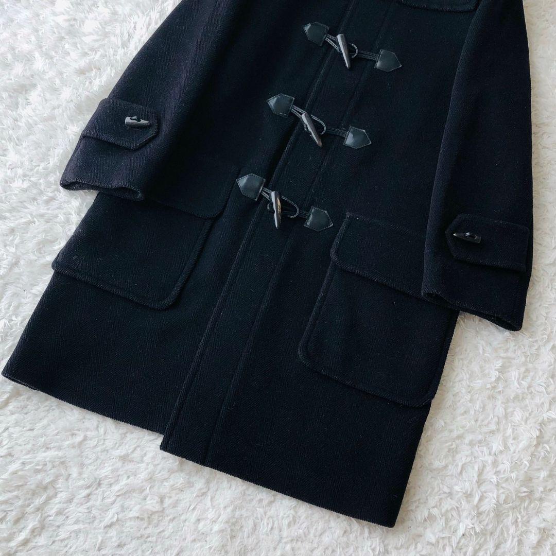 バーバリーロンドン ダッフルコート ヘリンボーン ロゴボタン ロング 紺 L