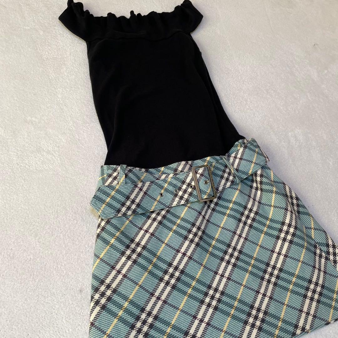 バーバリーブルーレーベル　ノースリーブ　ワンピース　ノバチェック　ニット　38