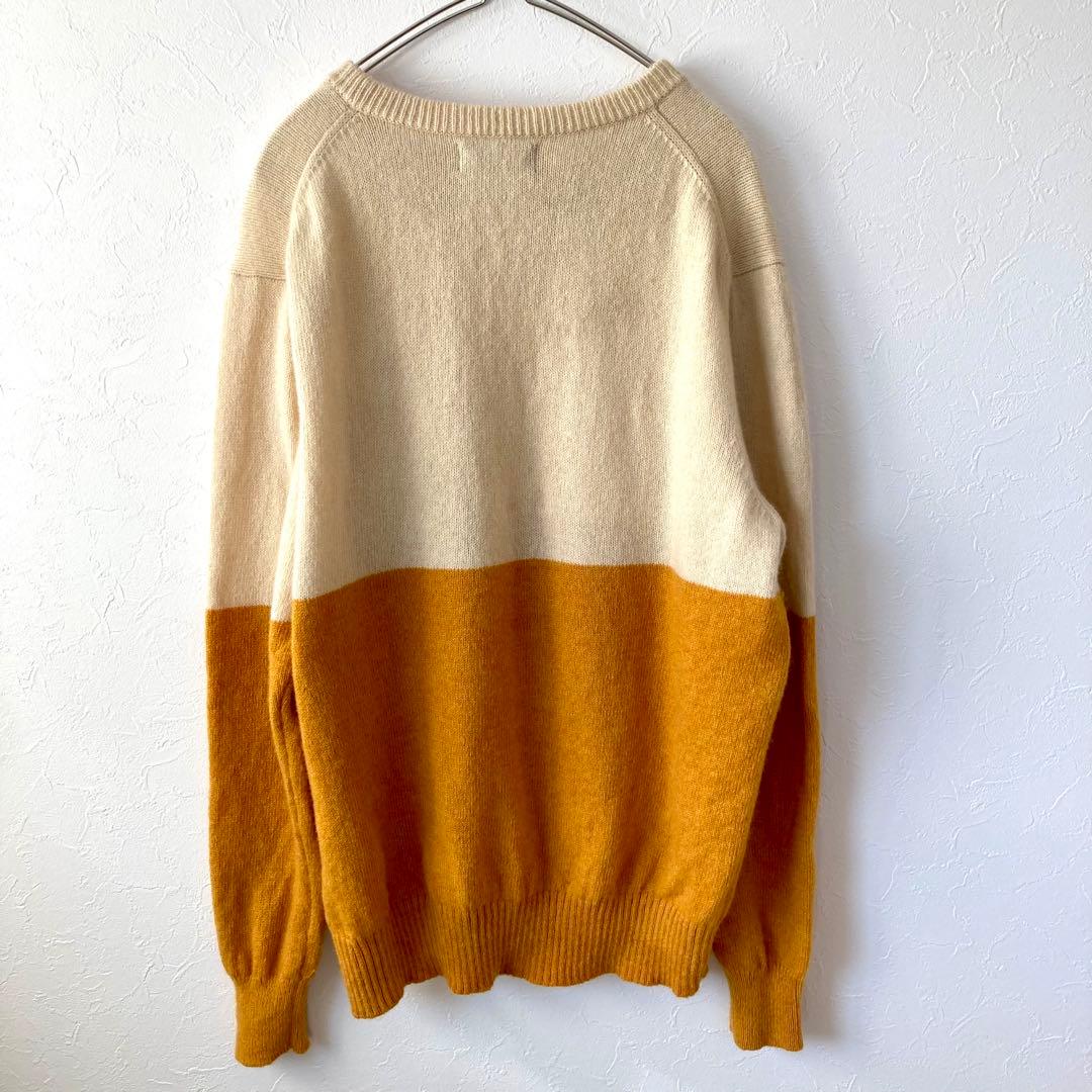 美品 FRED PERRY 刺繍ロゴ バイカラー ウールニット