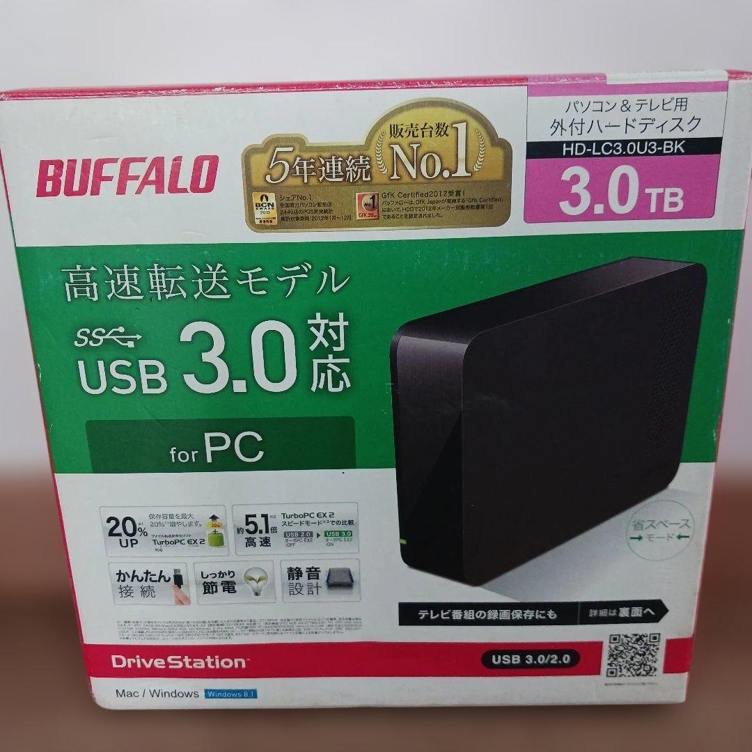 BUFFALO パソコン&テレビ用外付けハードディスクHD-LC3.0U3-BK