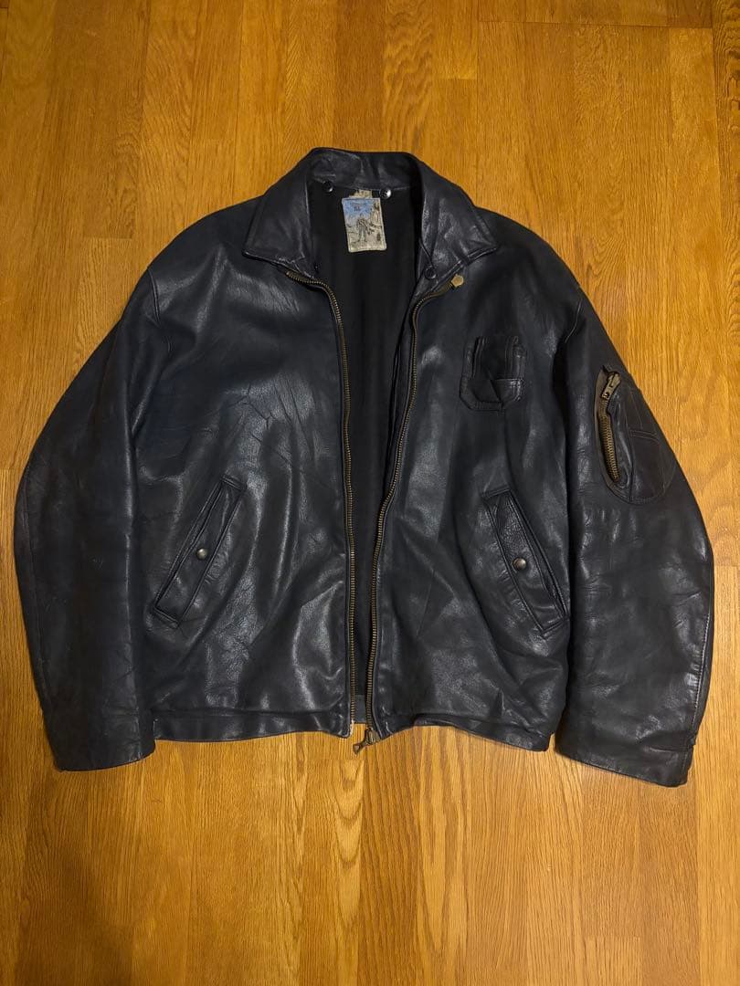 70sフランス軍 実物 ヴィンテージ パイロット レザージャケット