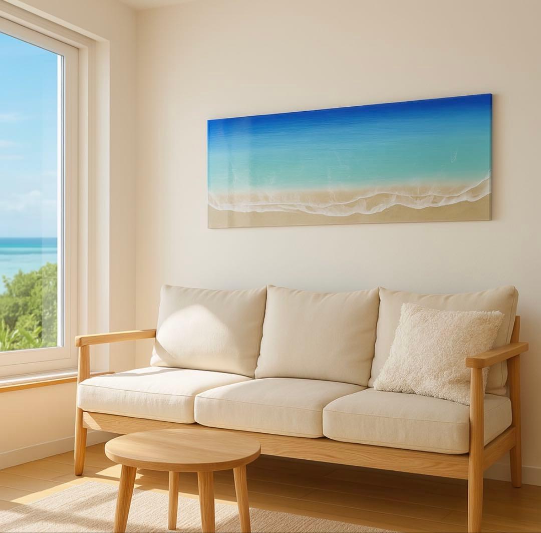 「受注制作」オーシャンレジン海アートロングパネルBIGパネル　W90㎝　H30㎝