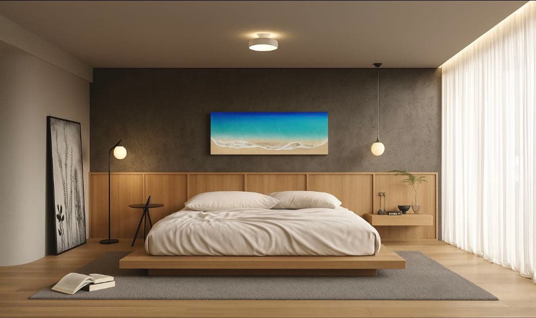 「受注制作」オーシャンレジン海アートロングパネルBIGパネル　W90㎝　H30㎝