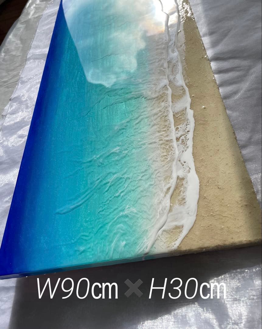「受注制作」オーシャンレジン海アートロングパネルBIGパネル　W90㎝　H30㎝