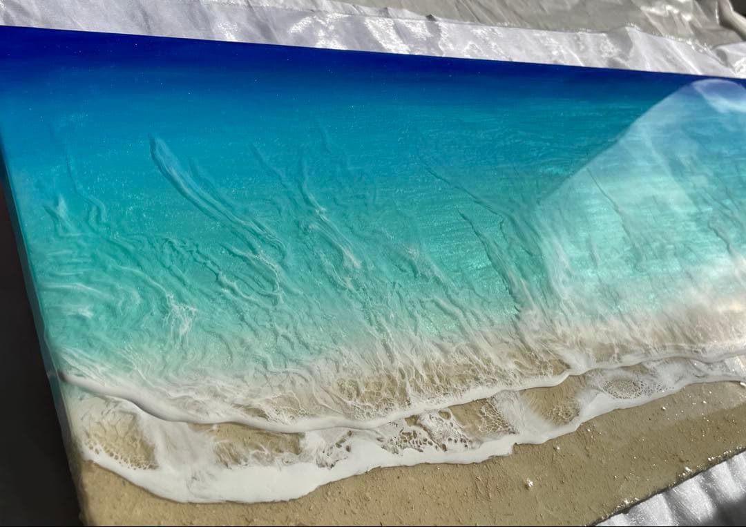 「受注制作」オーシャンレジン海アートロングパネルBIGパネル　W90㎝　H30㎝
