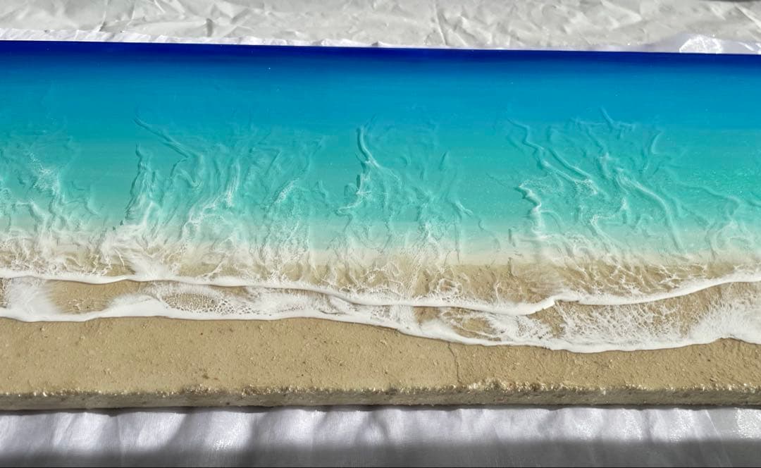 「受注制作」オーシャンレジン海アートロングパネルBIGパネル　W90㎝　H30㎝