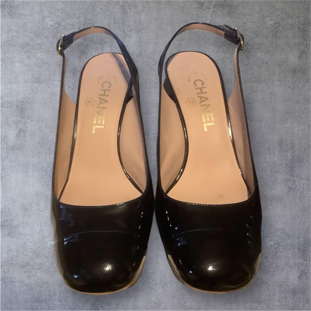 CHANEL エナメルパンプス 黒 美品 SALE‼️