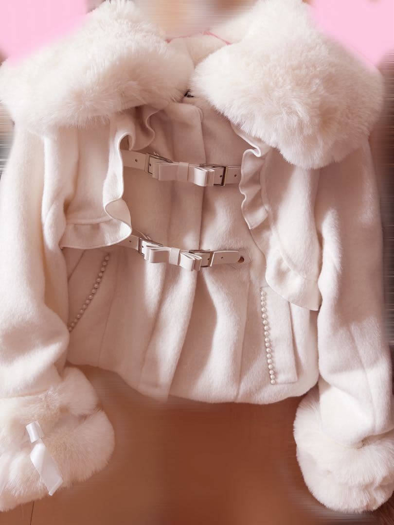 MA*RS リボンベルトショートコート 白 さきまるちゃんコラボ