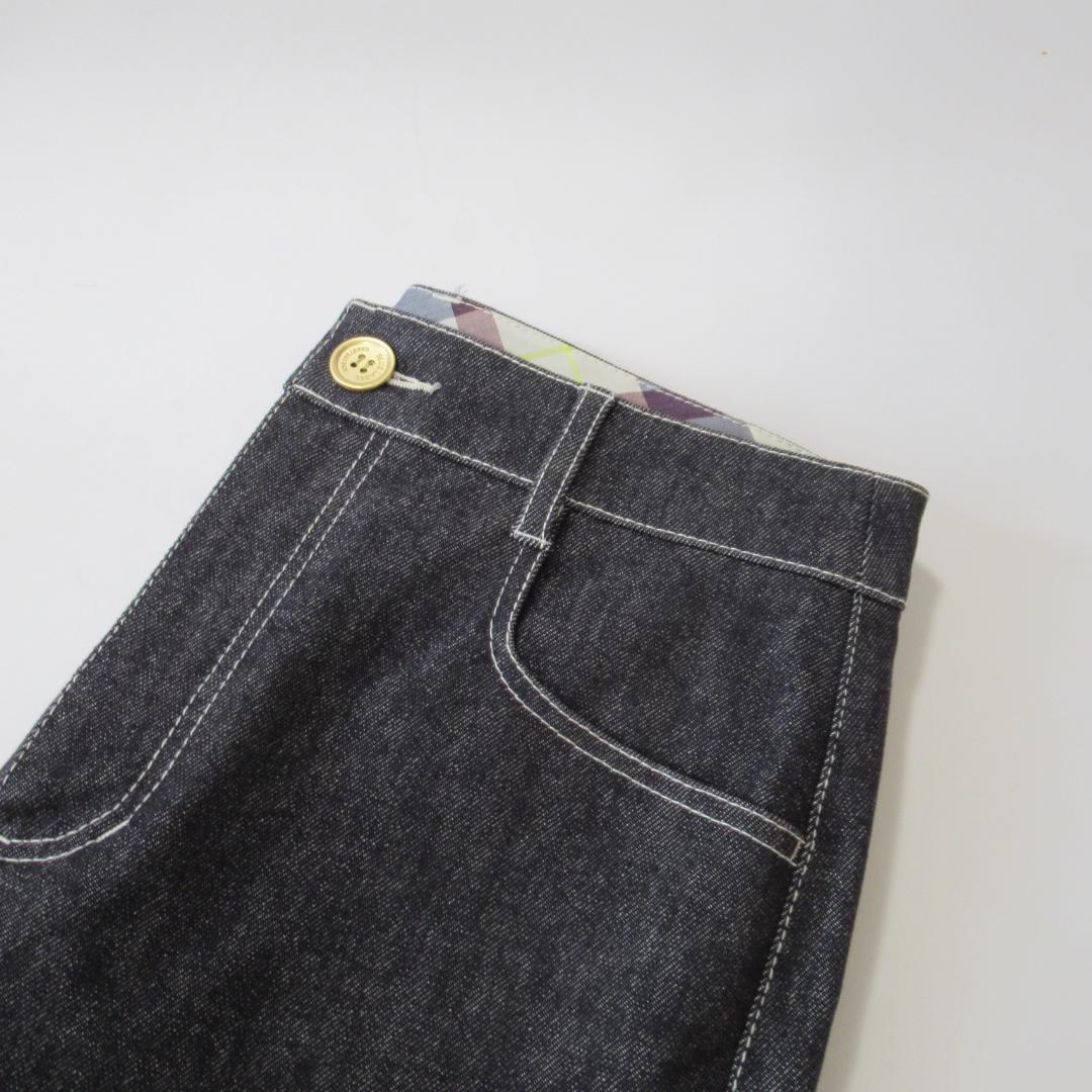 ブルーレーベルクレストブリッジ新品ブルー ストレッチデニムワイドパンツ 38