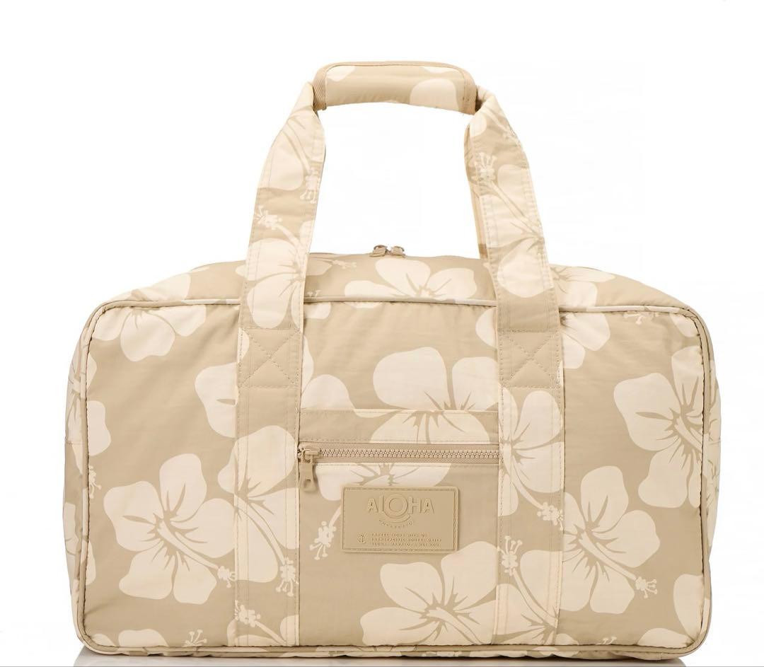 アロハコレクション　ベージュ　ハイビスカス　ボストンバッグ　完売　新品タグ有り