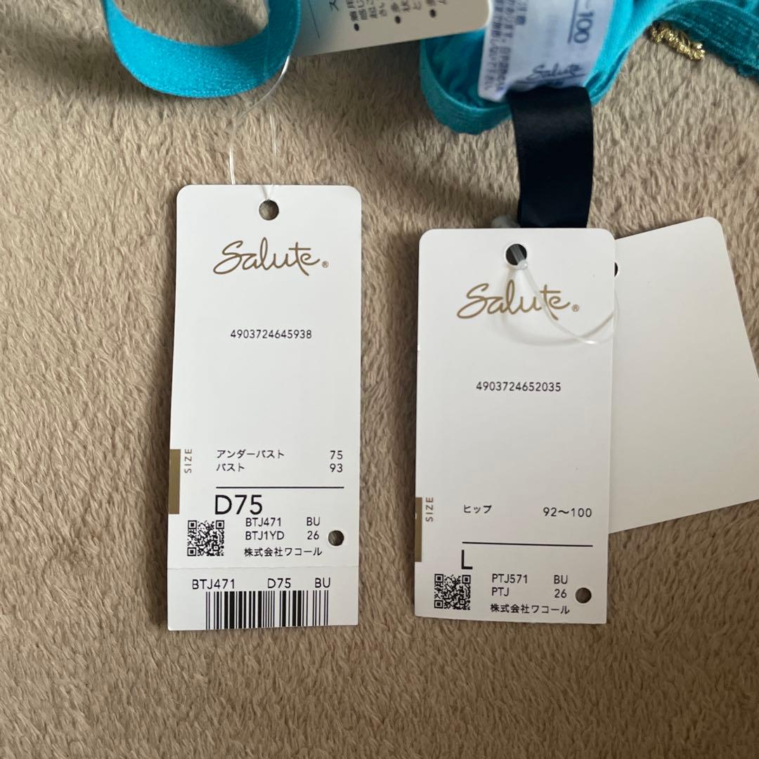 サルート青花柄刺繍ブラジャーショーツセット