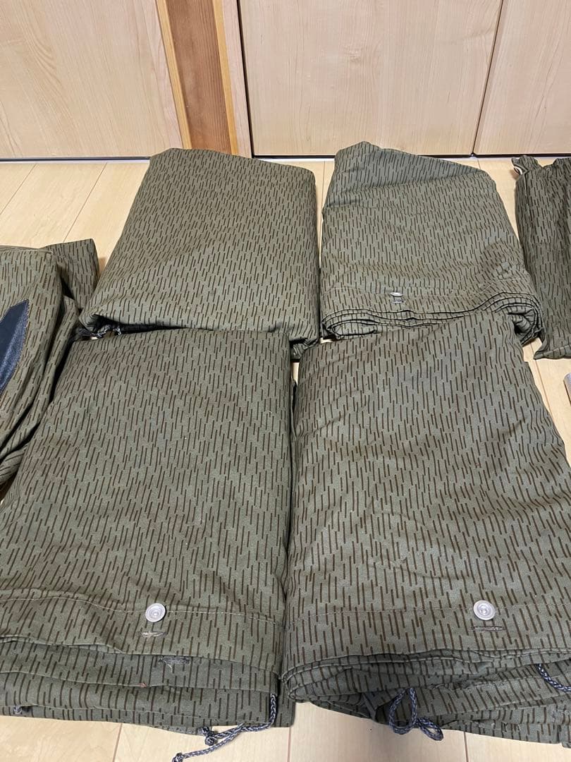 東ドイツ軍幕　4枚　デッドストック品　洗浄済　ワックス処理済　ポール、ペグセット