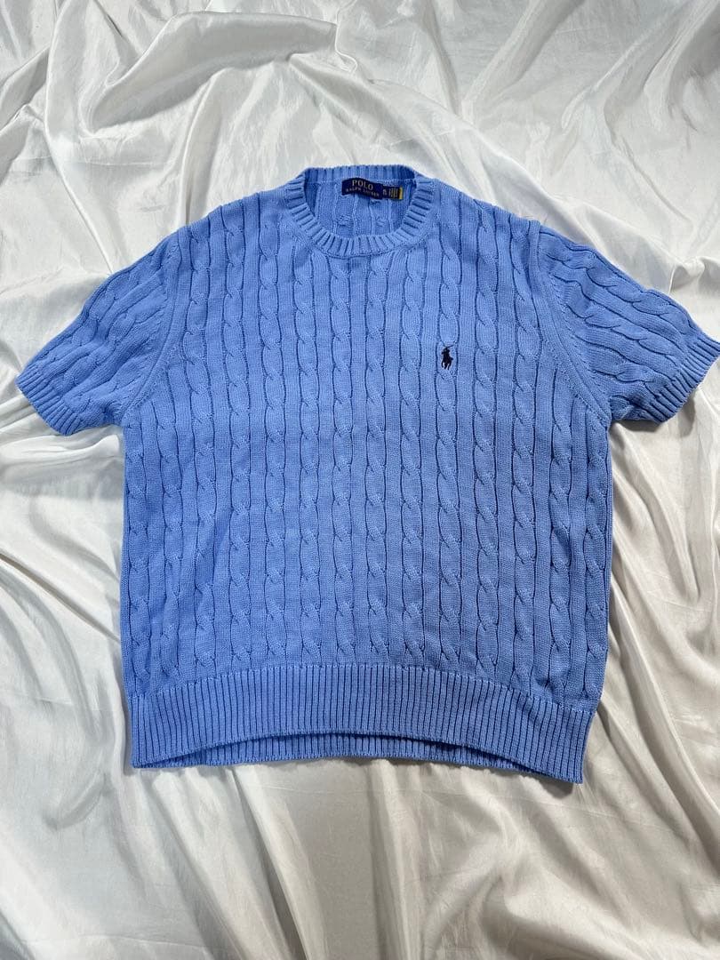 ポロラルフローレン　ケーブルニット　半袖　 セーター　コットン