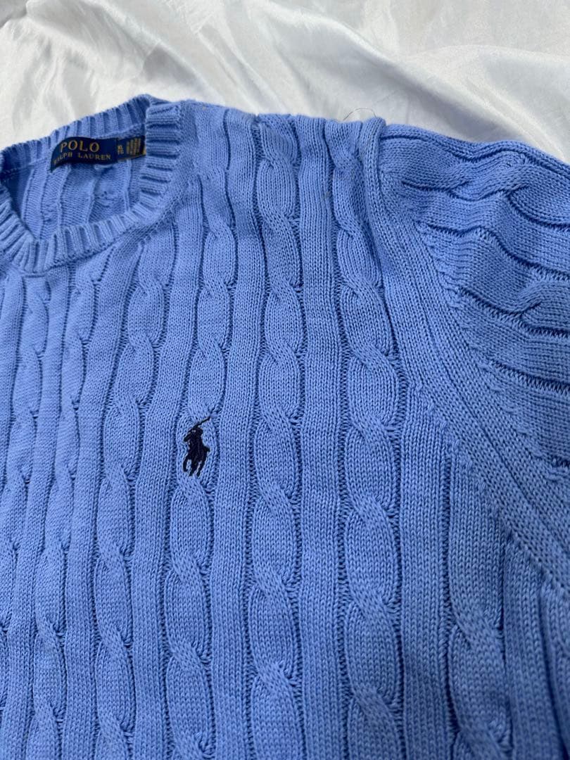 ポロラルフローレン　ケーブルニット　半袖　 セーター　コットン