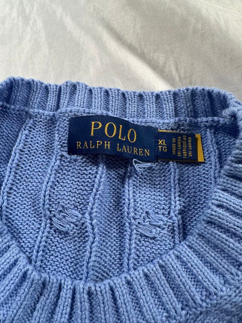 ポロラルフローレン　ケーブルニット　半袖　 セーター　コットン