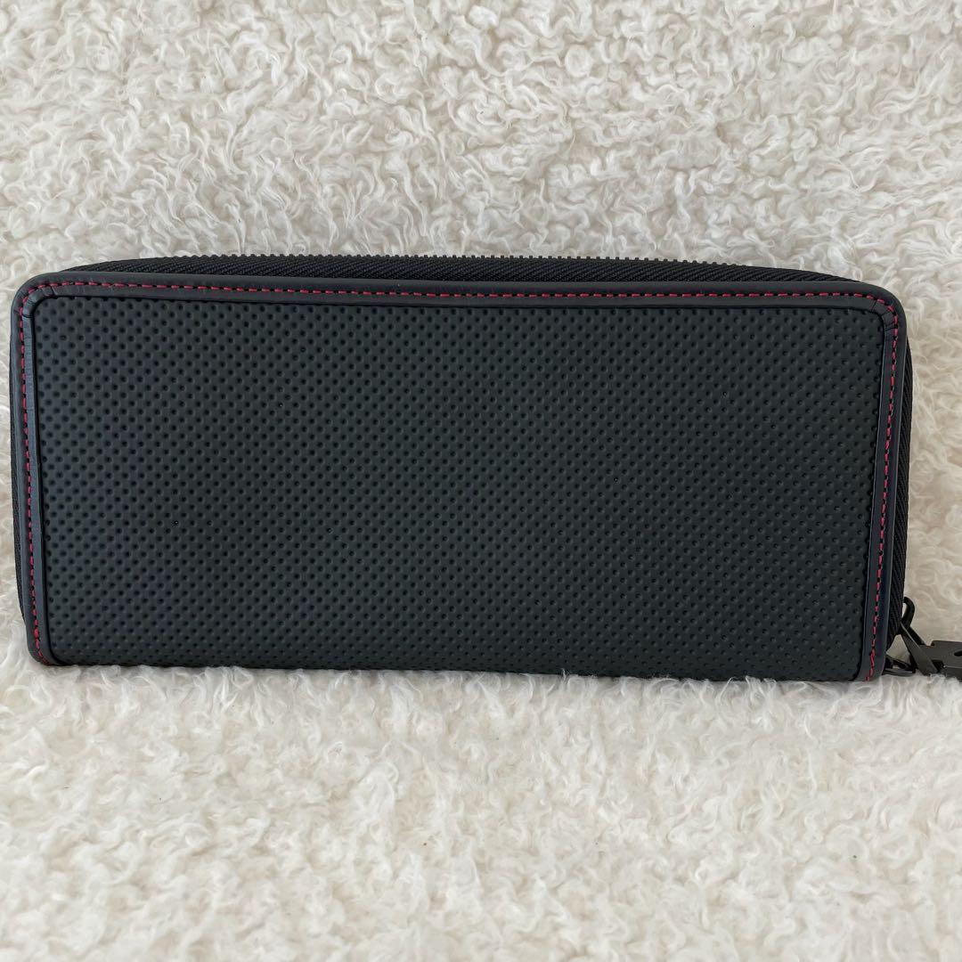 【未使用】ノイインテレッセ 長財布 ラウンドファスナー 黒 赤 カーボンレザー