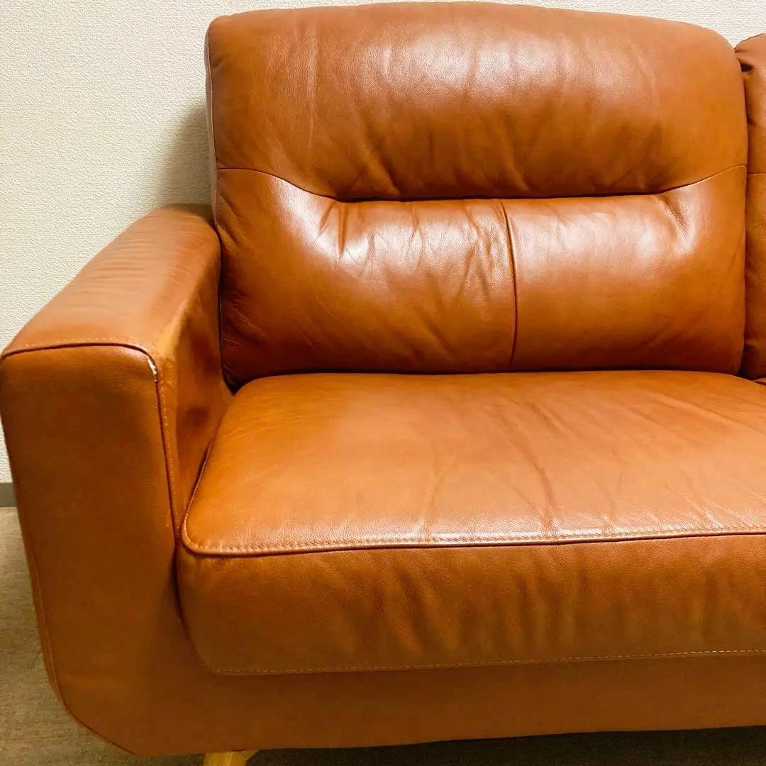 本革ブラウン3人掛けレザーソファ ニトリ