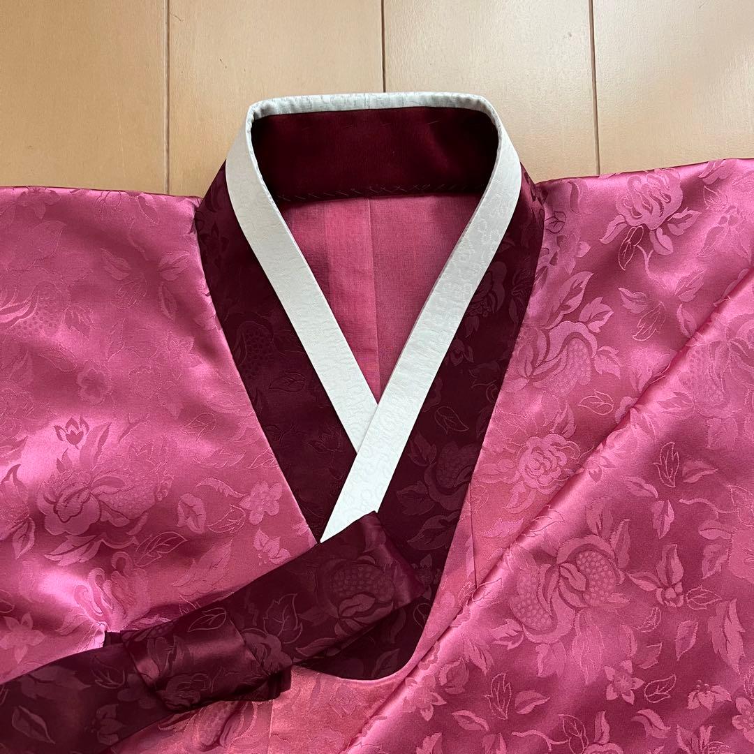 り*ん様 室内着用のみ ほぼ新品 チマ チョゴリ シルク 絹 ピンク系 バッグ付