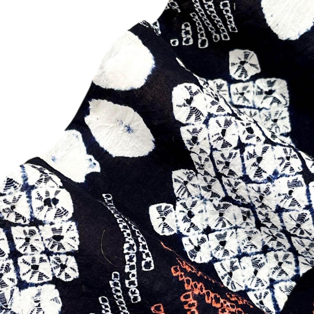 A61有松鳴海絞り 高級浴衣 綿　手縫い仕立て　仕付け糸　美品