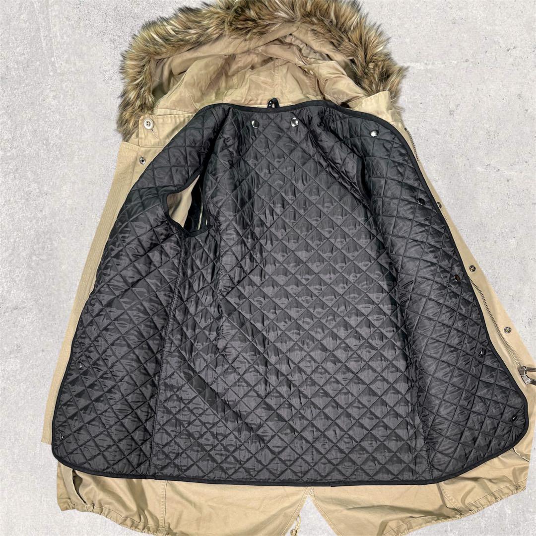 ▼クリスチャンダダ　モッズコート　レザー切替　M ライナー　ファー　Y2K 日本