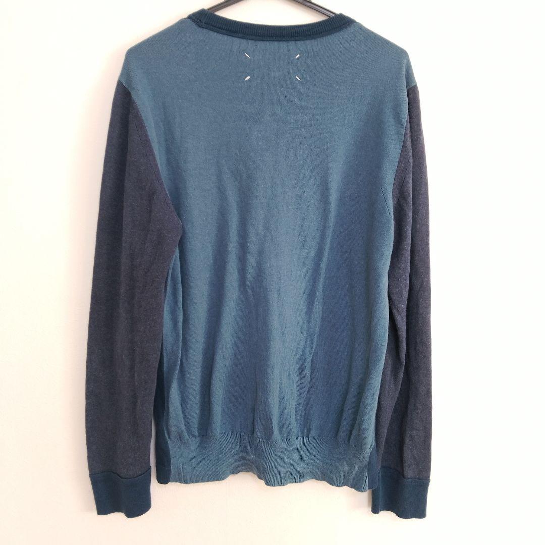 け*ん様 メゾンマルジェラ 14 ニット L 青 コットン 16SS 切替え 4