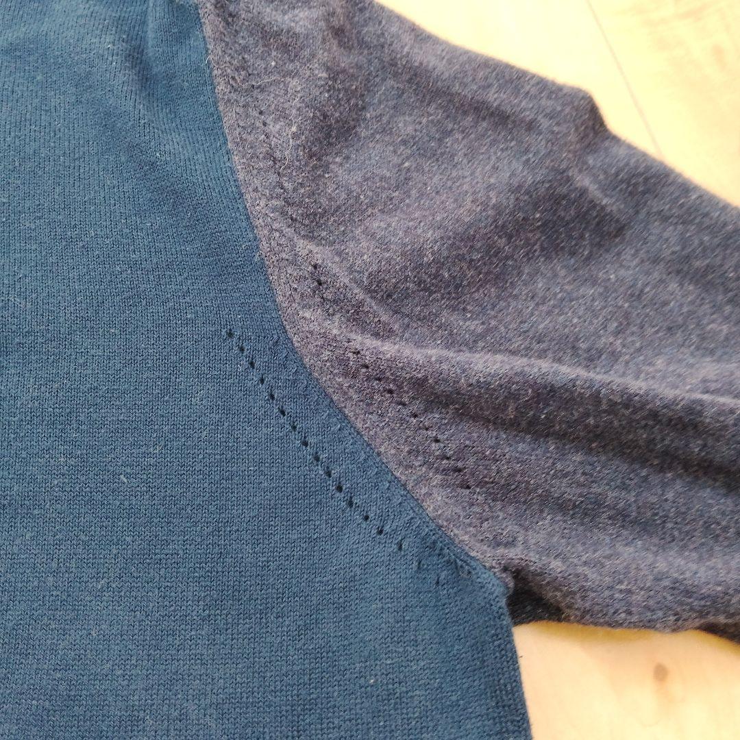 け*ん様 メゾンマルジェラ 14 ニット L 青 コットン 16SS 切替え 4