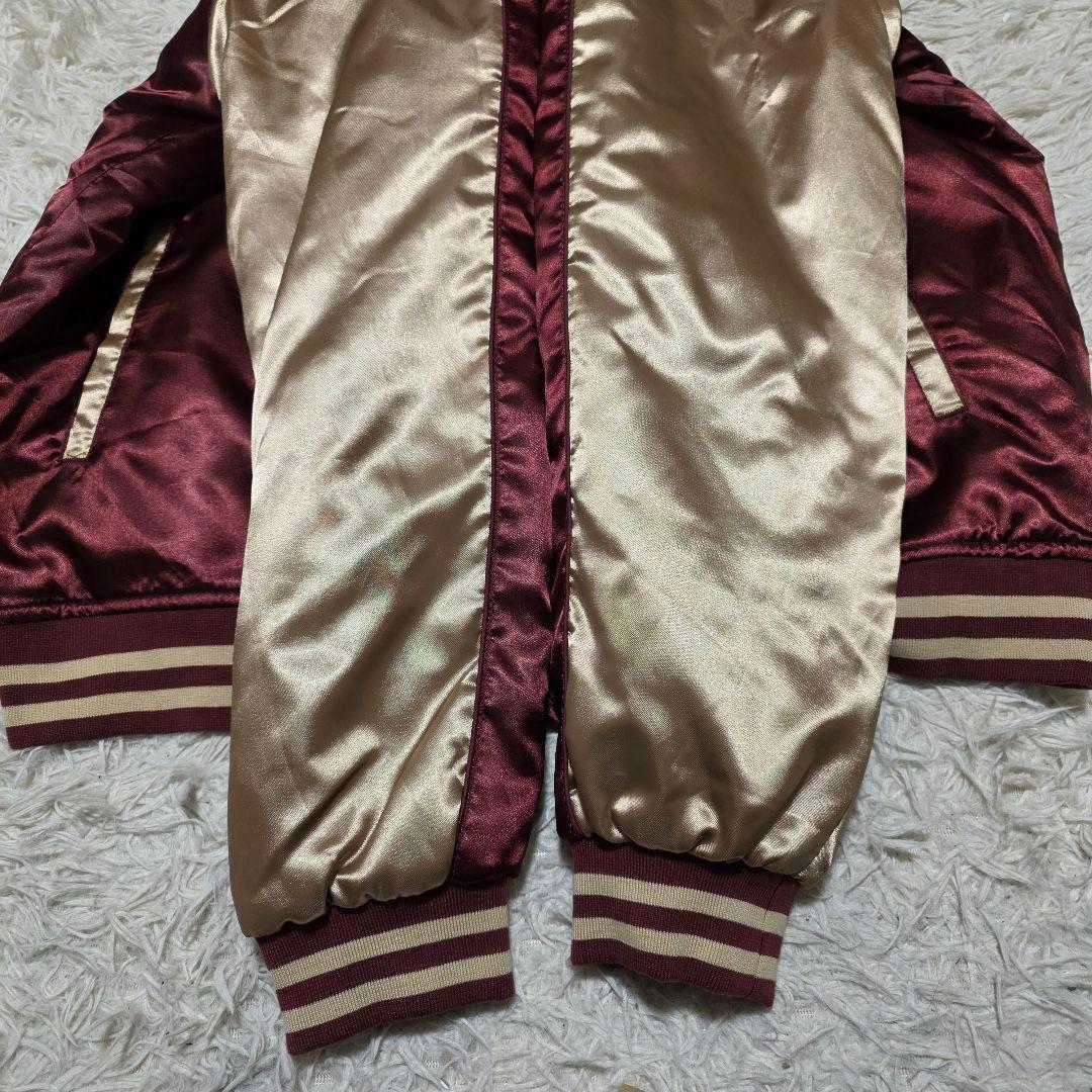 一心如鏡 スカジャン 鷲刺繍 レッド ゴールド 和柄 ブルゾン 5XL